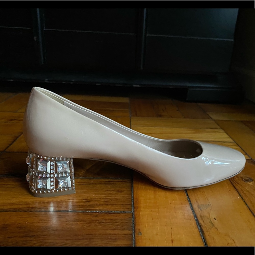 Miu Miu patent leather embellished heel